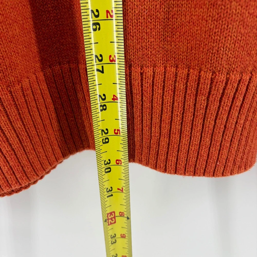 Chaps Mens Orange Mock Neck Button Sweater‎ with Suede Elbow Patches Size L